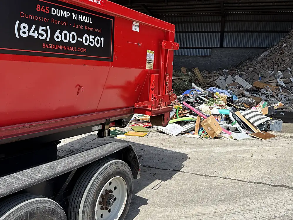 Unloading at the transfer station for sorting and disposal — 845 Dump 'N Haul, Dutchess County NY