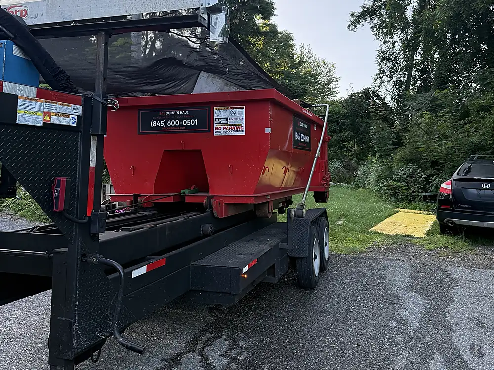 Tarped dumpster loaded and ready for transport in Beacon, NY — 845 Dump 'N Haul